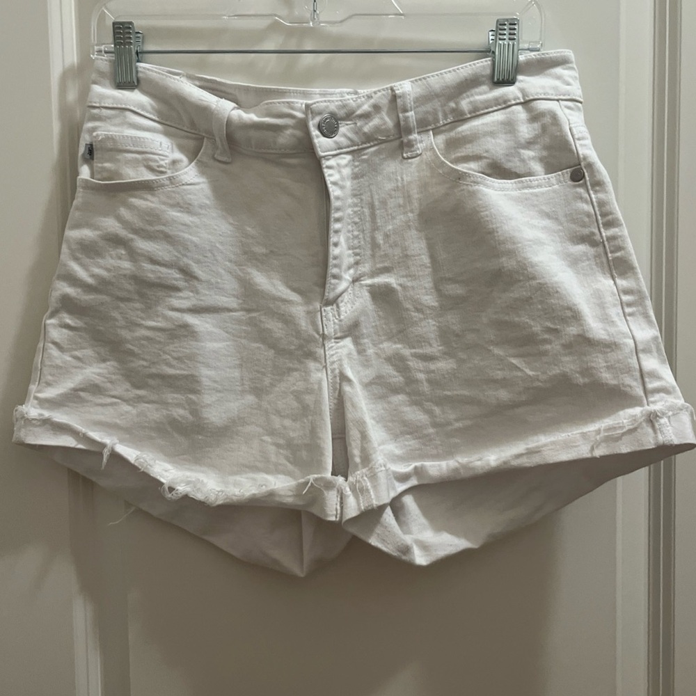 Judy Blue High Waist Cuffed Raw Hem Denim Shorts White Size XL JB1588